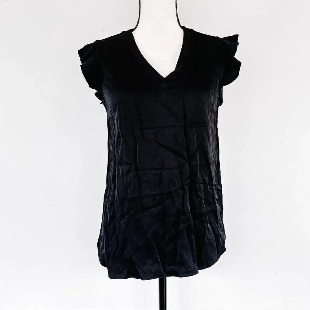 Kate Spade Flutter Sleeve Satin Crepe Blouse